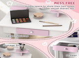 Bunny-Design Kids Dressing Table, with Mirror and Stool - White and Pink T3398P347986