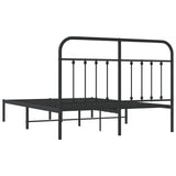 Metal Bed Frame without Mattress with Headboard Black 140x200cm 352579