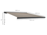 3 x 2.5 m Electric Awning with Remote Controller, Aluminium Frame DIY Retractable Awning, UV50 Sun T3398P323860