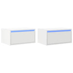 ZNTS Wall-mounted Bedside Cabinets with LED Lights 2 pcs White 860212