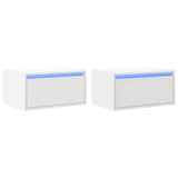 ZNTS Wall-mounted Bedside Cabinets with LED Lights 2 pcs White 860212