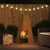 Fire Pit Brown 50 x 50 x 100 cm Weathering Steel 858949