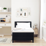 ZNTS Bed Frame with Mattress Black and White Fabric 90 x 200 cm 3342179