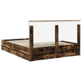 Bed Frame with Drawer Smoked Oak 160 x 200 cm Engineer Wood 3411100