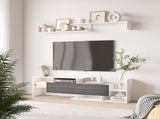 TV Cabinet with Wall Shelf for Wall-Mounted 65" TVs or Standing 40" TVs - White and Grey T3398P342479