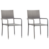 3 Piece Garden Dining Set Grey and Black Poly Rattan and Steel 3203296