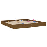 Sandbox with Seats Honey Brown Square Solid Wood Pine 825047