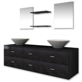 Nine Piece Bathroom Furniture Set with Basin with Tap Black 273689