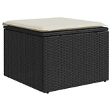 9 Piece Garden Sofa Set with Cushions Black Poly Rattan Acacia 3327633
