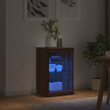 Sideboard with LED Lights Brown Oak 41x37x67 cm 836727