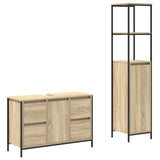 Bathroom Furniture Set with Drawer 2 pcs Sonoma Oak and Black 3328375