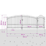 Garden Gate with Lock Woerden Grey 150 x 400 cm Steel 42008909