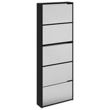 Shoe Cabinet with Mirror 5-Layer Black 63x17x169.5 cm 3228280