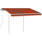 Manual Retractable Awning with Posts 3.5x2.5 m Orange and Brown 3069920