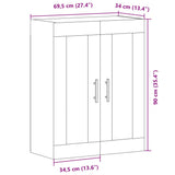Wall Mounted Cabinet Old Wood 69.5x34x90 cm Engineered Wood 857312