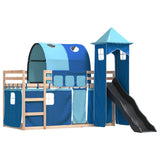 Bunk Bed without Mattress with Slide and Curtains Blue 90x200 cm 3284162