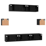 TV Cabinet Set 7 pcs Black Oak Engineered Wood 3393409