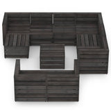 ZNTS 10 Piece Garden Lounge Set Grey Impregnated Pinewood 3068090