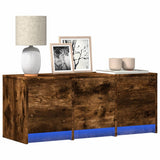 TV Cabinet with LED Smoked Oak 97x34x40 cm Engineered Wood 852240