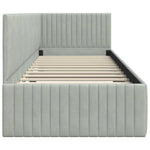 Corner Bed Frame with Headboard Light grey 80 x 200 cm Velvet 42016246