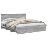 Bed Frame Grey Sonoma 200 x 200 cm Engineered Wood 3408821