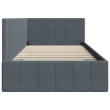 Corner Bed Frame with Headboard Dark grey 100 x 200 cm Velvet 42016318
