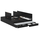 Storage Bed Frame with Drawer Black Oak 150 cm Engineered Wood 3335646