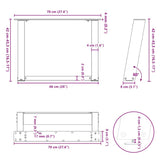 Coffee Table Legs U-Shaped 2 pcs White 70x cm Steel 4012773