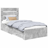 Bed Frame with Drawer Concrete Grey 90 x 190 cm Engineered Wood 3412023