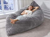 3-in-1 Convertible Bean Bag Chair, Memory Foam Filling Lounger with Soft Ribbed Fabric, Removable & T5592P445254