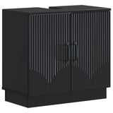 3 Piece Bathroom Cabinet Set HOORN Black Engineered Wood 3417469