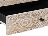 Bed cabinet with Drawer White 50 x 33 x 60 cm Solid Mango Wood 4018378