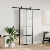 Sliding Door with Hardware Set Black 90x205 cm ESG Glass 3375805
