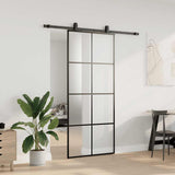 Sliding Door with Hardware Set Black 90x205 cm ESG Glass 3375805