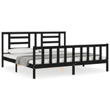 Bed Frame without Mattress Black 200x200 cm Solid Wood Pine 3192905
