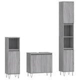 ZNTS 3 Piece Bathroom Furniture Set Grey Sonoma Engineered Wood 3190281