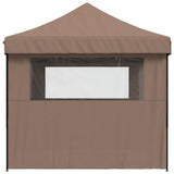 ZNTS Foldable Party Tent Pop-Up with 3 Sidewalls Brown 4004972