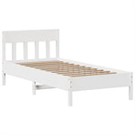 ZNTS Bed Frame without Mattress White 90x190 cm Single Solid Wood Pine 3323282