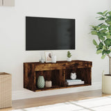 TV Cabinet with LED Lights Smoked Oak 80x30x30 cm 837149