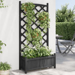 Planter with Trellis Black Solid Wood Fir 365490