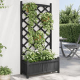 Planter with Trellis Black Solid Wood Fir 365490