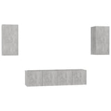 4 Piece TV Cabinet Set Concrete Grey Engineered Wood 3079062