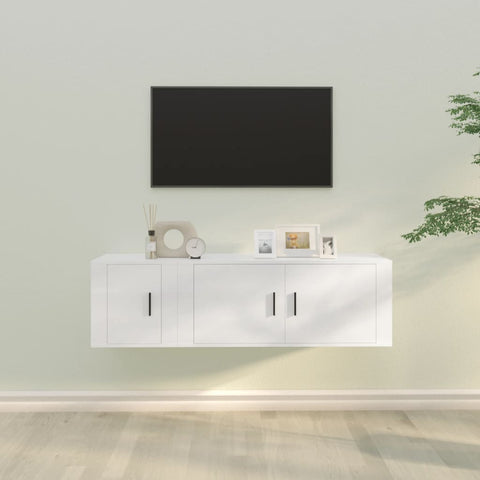 2 Piece TV Cabinet Set White Engineered Wood 3188422
