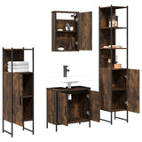 4 Piece Bathroom Furniture Set Smoked Oak Engineered Wood 3214832