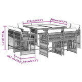 9 Piece Garden Dining Set with Cushions Brown Poly Rattan 3211737