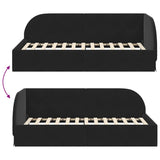 Corner Bed Frame with Headboard Black 90 cm x 190 cm Velvet 42016641