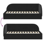 Corner Bed Frame with Headboard Black 90 x 200 cm Velvet 42016651