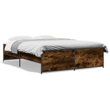 Bed Frame Smoked Oak Engineered wood, Steel Double Durable 3279904