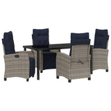 Garden Dining Set with Cushion 5 pcs Grey Poly Rattan 3380473