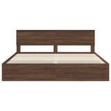 Bed Frame with Drawer Brown Oak 200 x 200 cm Engineer Wood 3410678